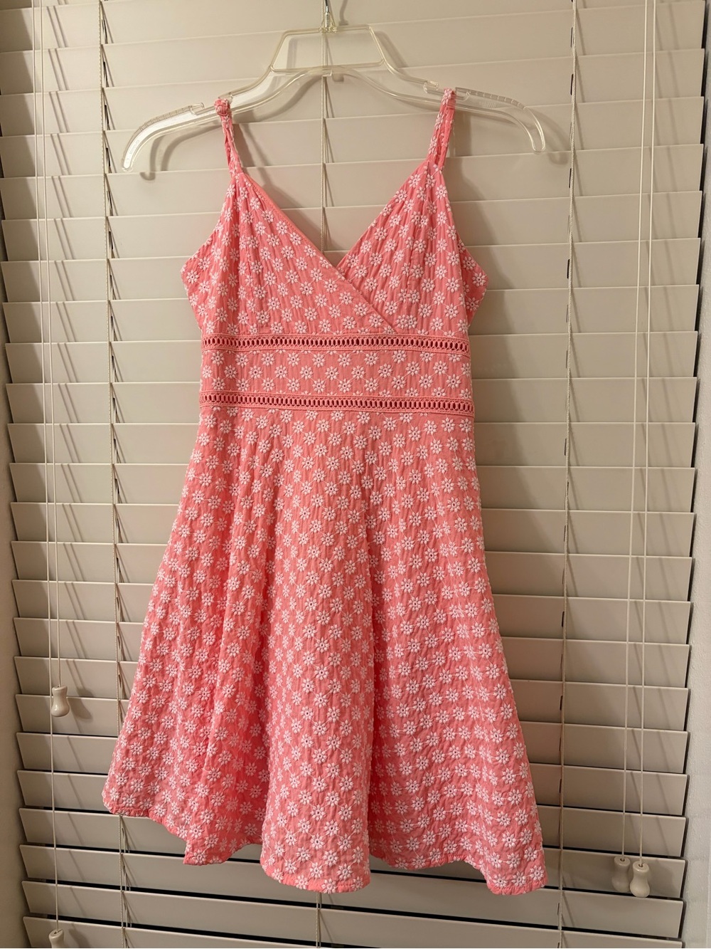 Francesca’s Jun & Ivy Pink Daisy Floral Eyelet Mini Sundress Spaghetti Strap XS